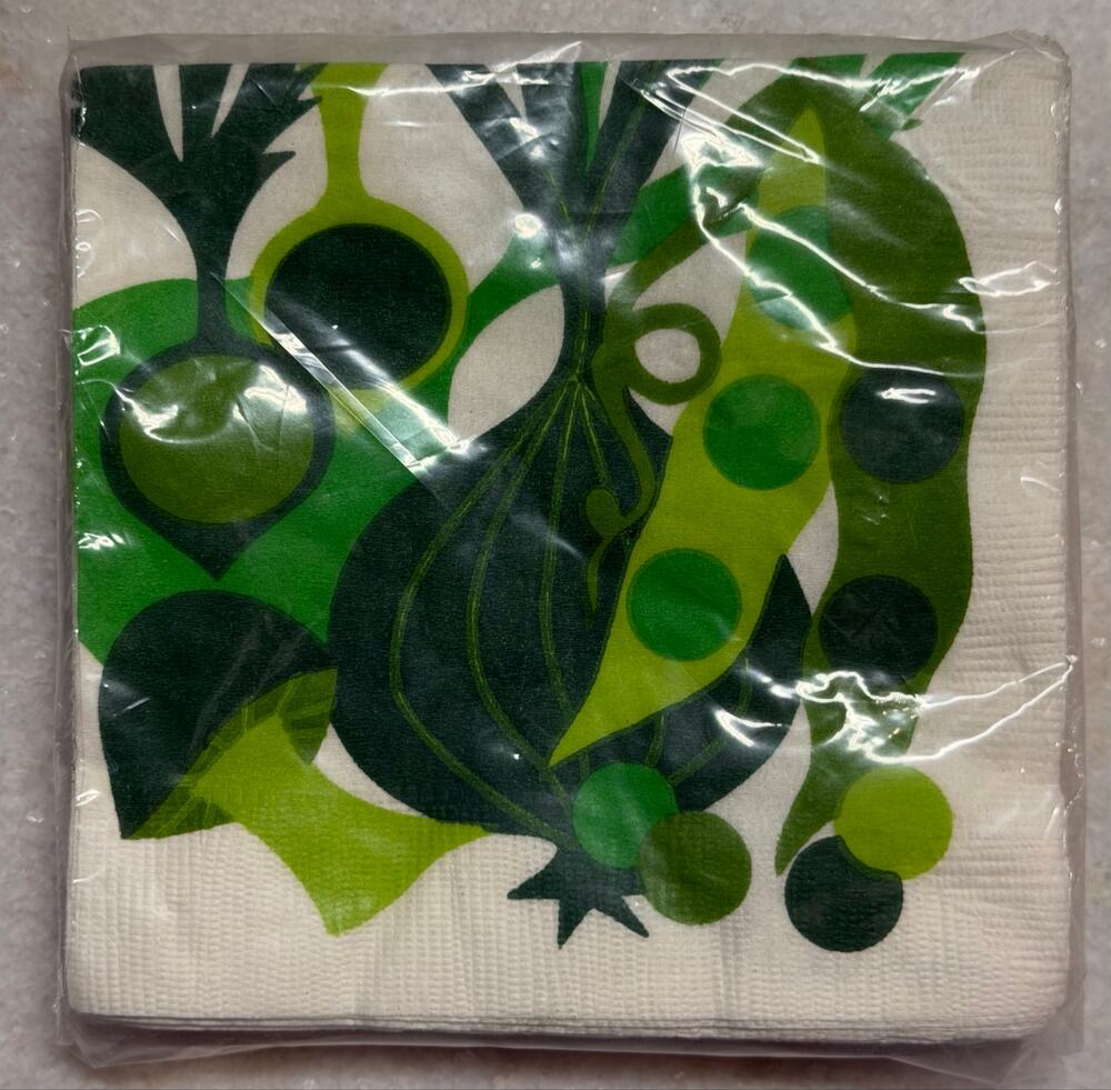 Vintage Party House Kalla Mod Green Paper Napkins NOS Mid Century Retro 20 Count